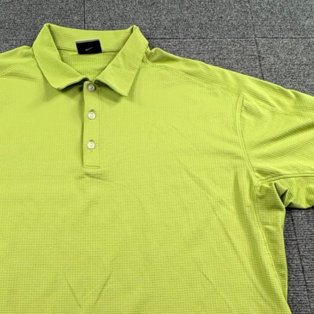 Nike Golf Fit Dry Polo Shirt Mens Large Lime Green Short Sleeve Textured Stretch
